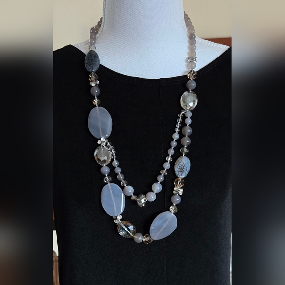 Vintage Agate & Crystal bead Necklace EUC - Picture 1 of 13